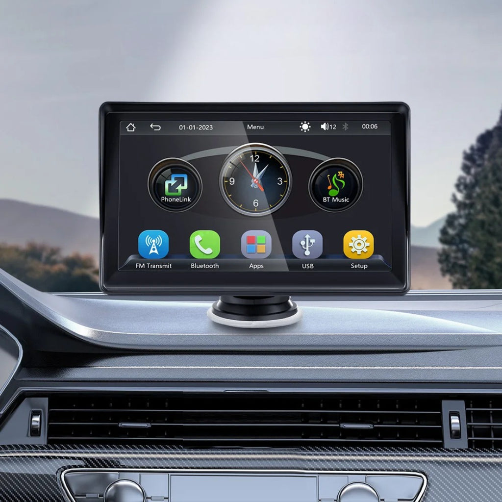 Pantalla táctil universal coche con Apple CarPlay y Android Auto inalámbrico instalación salpicadero CarGlow