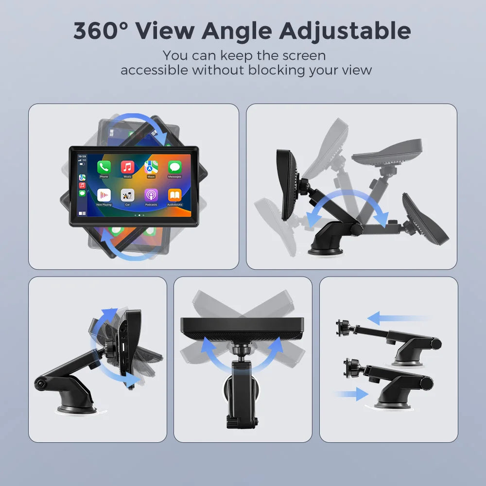 CarPlay Connect™ (AuraFlux): Pantalla Multimedia Portátil 7" con Apple CarPlay y Android Auto