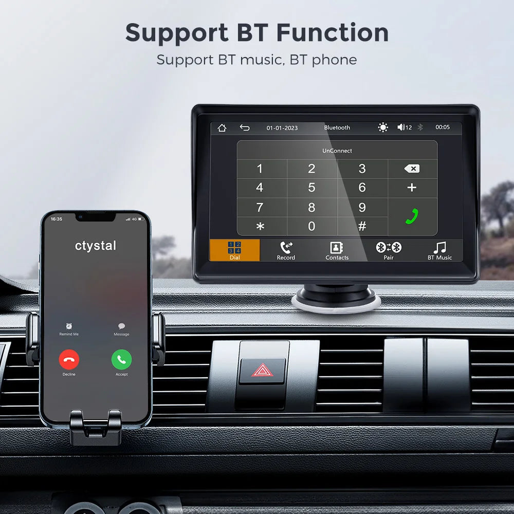 CarPlay Connect™ (AuraFlux): Pantalla Multimedia Portátil 7" con Apple CarPlay y Android Auto