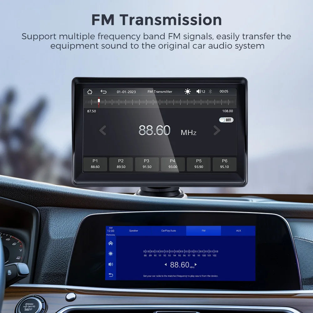 CarPlay Connect™ (AuraFlux): Pantalla Multimedia Portátil 7" con Apple CarPlay y Android Auto