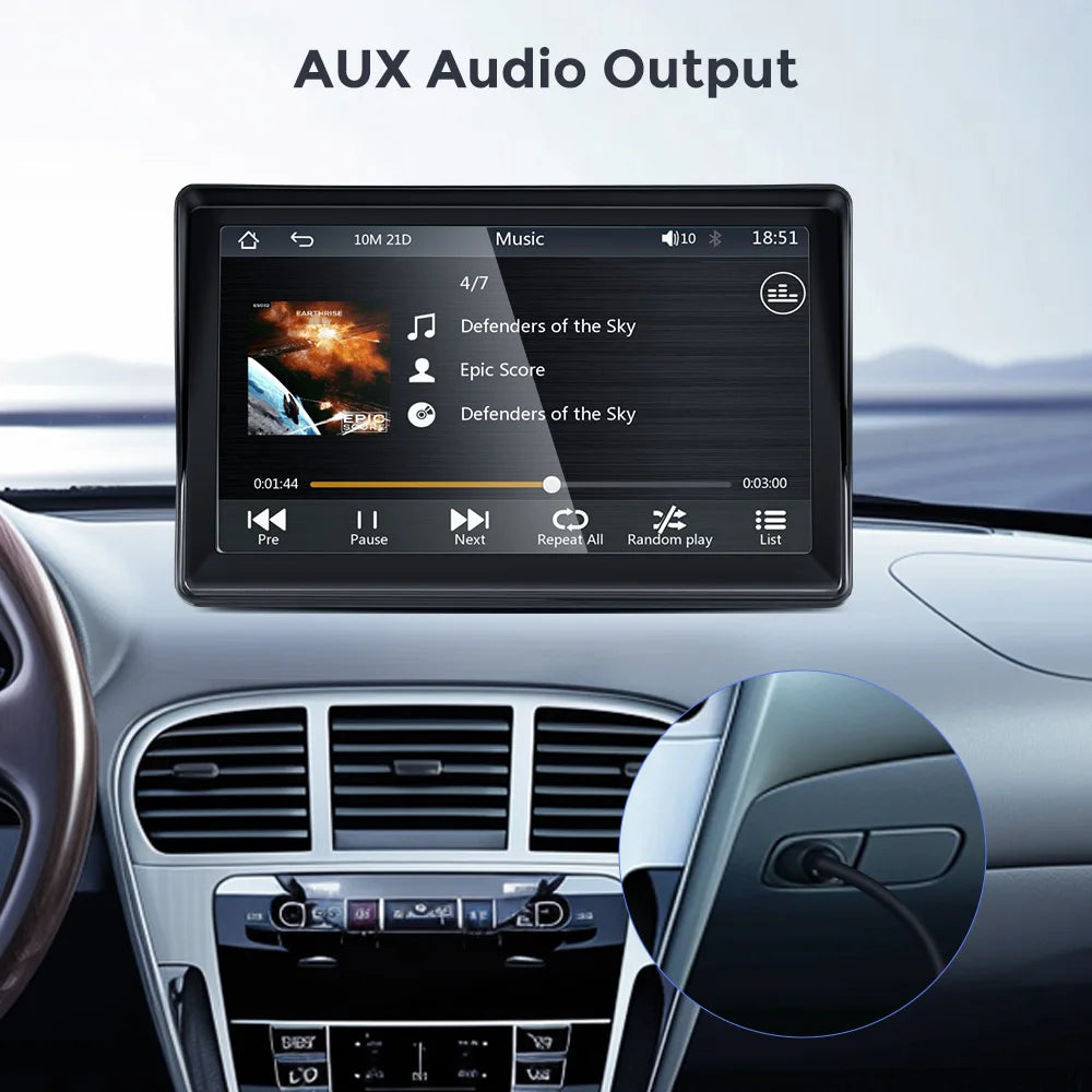 CarPlay Connect™ (AuraFlux): Pantalla Multimedia Portátil 7" con Apple CarPlay y Android Auto